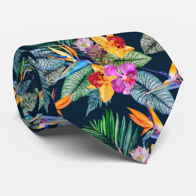 Tropenvogel aus Paradies und Orchideen Krawatte (Gerollt)