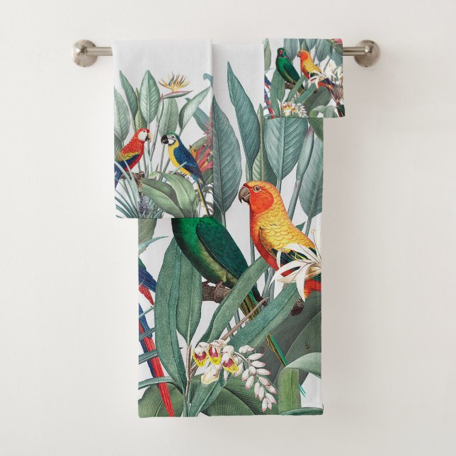 Tropenvögel und Pflanze Badhandtuch Set (Insitu)
