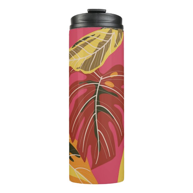 Tropenwald. Abstrakter Illustrationspunkt Thermosbecher (Vorderseite)
