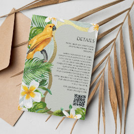Tropenwald Luau Parrot Floral QR-Code Details Begleitkarte