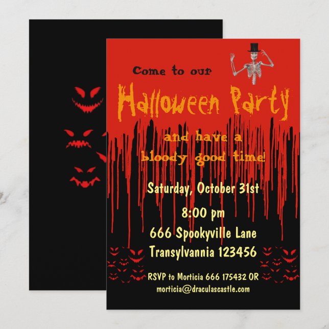 TropfblumenHalloween Einladung (Vorne/Hinten)