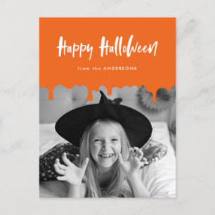 Tropfblut Orange Halloween-Foto Feiertagspostkarte