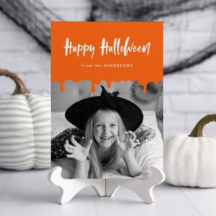 Tropfblut Orange Halloween Foto-Karte