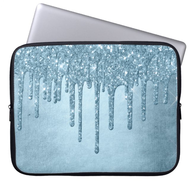 Tropfeis-Glitzer | Blaue Imitate Sparkle Metallic Laptopschutzhülle (Vorderseite)