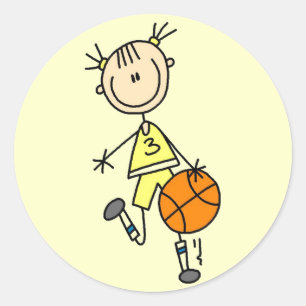 Tröpfelnde Mädchen-Basketball-T-Shirts und Runder Aufkleber