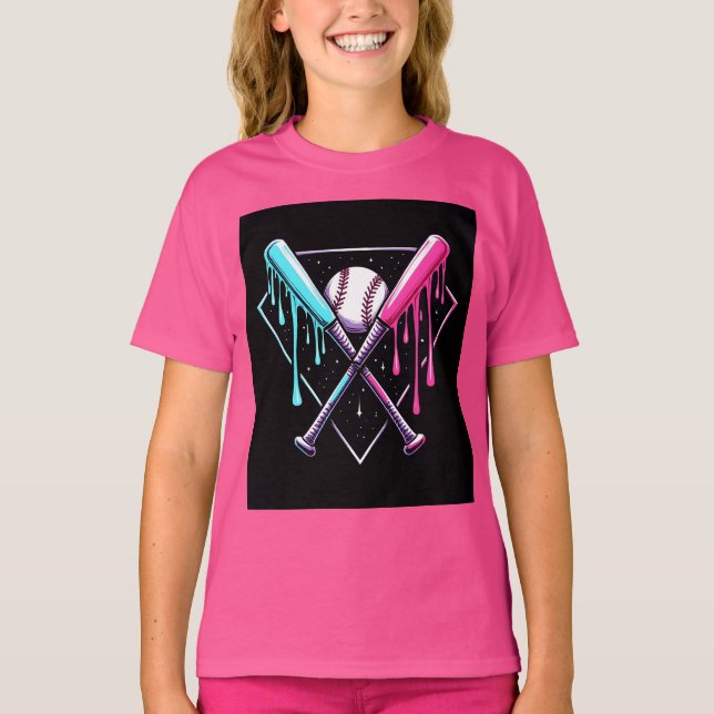 Tropfen Baseball Bat Magic - Neon Splash Zuhause P T-Shirt (Vorderseite)