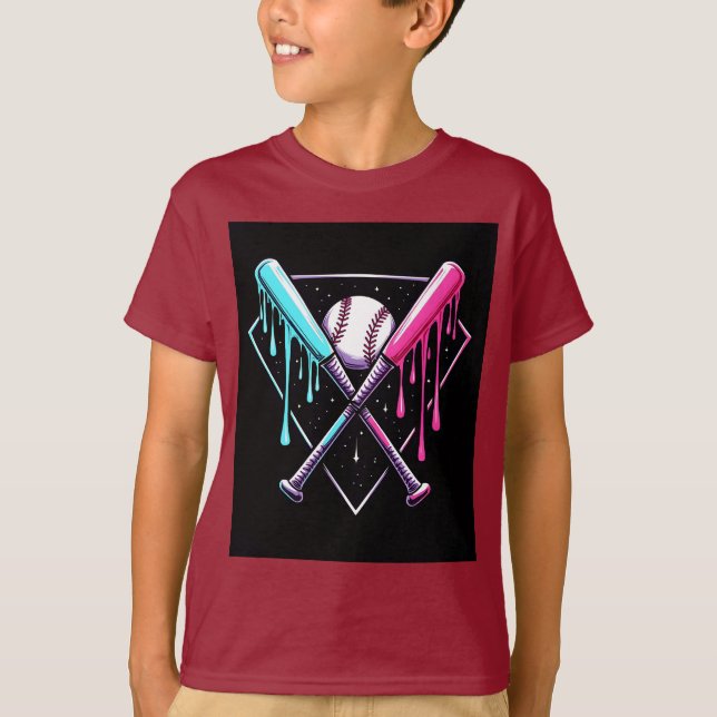 Tropfen Baseball Bat Magic - Neon Splash Zuhause P T-Shirt (Vorderseite)