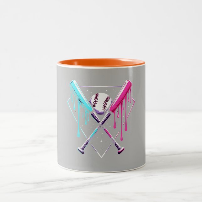 Tropfen Baseball Bat Magic - Neon Splash Zuhause P Zweifarbige Tasse (Mittel)