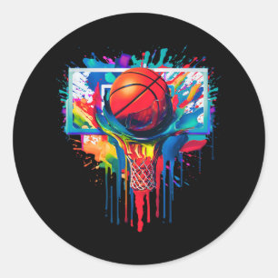 Tropfen Basketball Ball Hoop Slam Dunk Dripp Runder Aufkleber