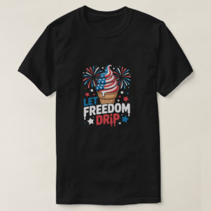 Tropfen der Freiheit lass Creme Cone Patriotischer T-Shirt