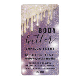 Tropfen funkeln glitzerndes Skript-Butterlabel