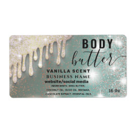 Tropfen funkeln glitzerndes Skript-Butterlabel