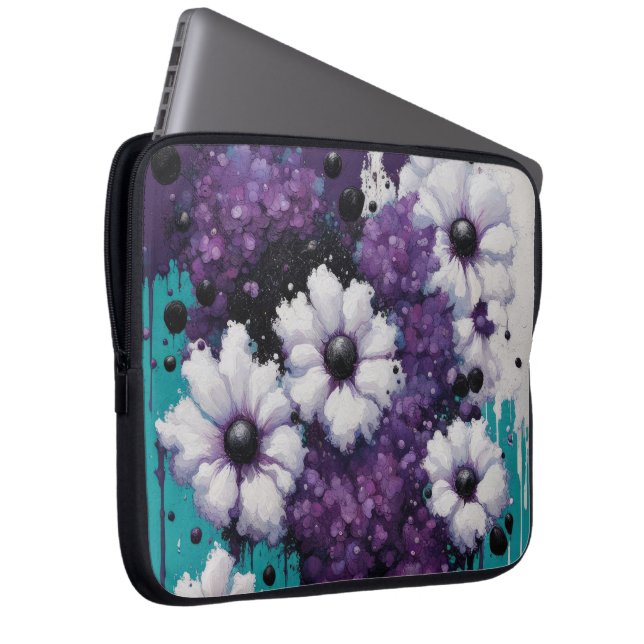 Tropfen für abstrakte Blume Laptopschutzhülle (Vorne Rechts)