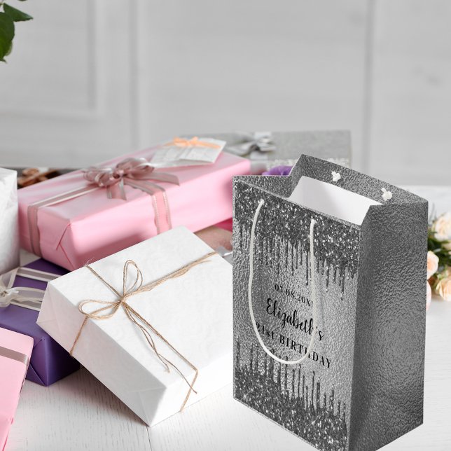 Tropfen für den Silberne Glitzer Mittlere Geschenktüte (Von Creator hochgeladen)