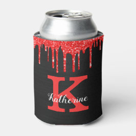 Tropfen für Girl-Hot-Red-Black-Glitzer Monogram-Na Dosenkühler