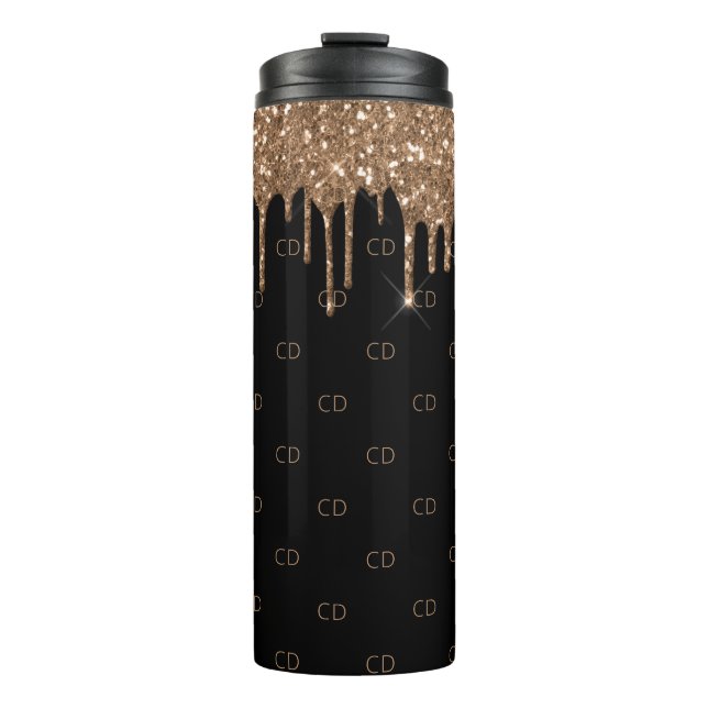 Tropfen für  mit schwarzem Glitzer Thermosbecher (Vorderseite)