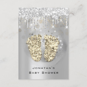 Tropfen Glitzer Baby Shower Feet Gold Gray Girl Bo Einladung
