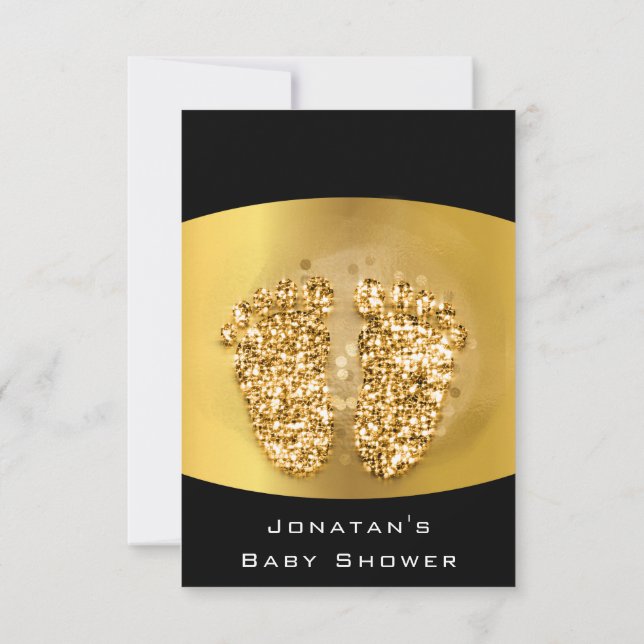 Tropfen Glitzer Baby Shower Feet Gold VIP Girl Boy Einladung (Rückseite)