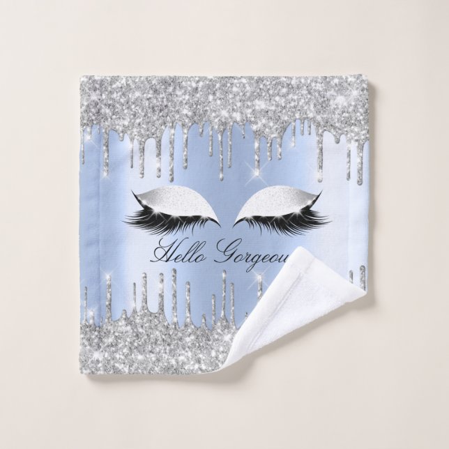 Tropfen Glitzer Effekt Blue Lashes Name Wash Tuch (Waschlappen)