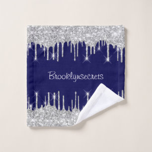 Tropfen Glitzer Effekt Blue Navy Course Name Hand Waschlappen