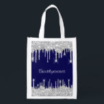 Tropfen Glitzer Effekt Blue Navy Course Name Silve Wiederverwendbare Einkaufstasche<br><div class="desc">florenceK Glasdesign Minimale Glasfenster Innendekoration.</div>