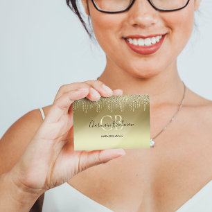 Tropfen Glitzer Gold Monogram Visitenkarte