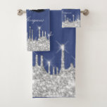 Tropfen Glitzer Silver Blue Navy Lash Hallo Bath Badhandtuch Set<br><div class="desc">florenceK Glasdesign Minimale Glasfenster Innendekoration.</div>