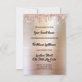 Tropfen Glitzer Tropfen Rose Bridal Wedding Einladung