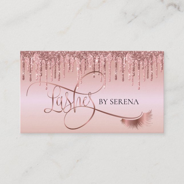 Tropfen Gold Lashes Schönheit Makeup Girl Lash Visitenkarte (Vorderseite)