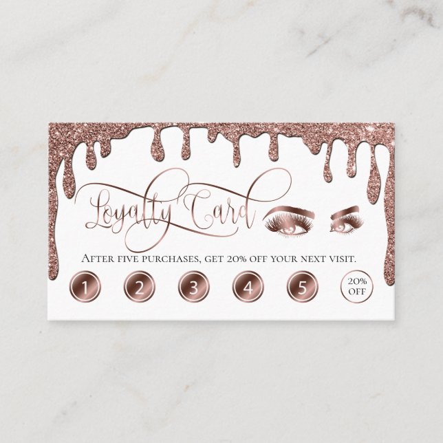Tropfen Gold Makeup Loyalität Karte schöne Lashes (Vorderseite)