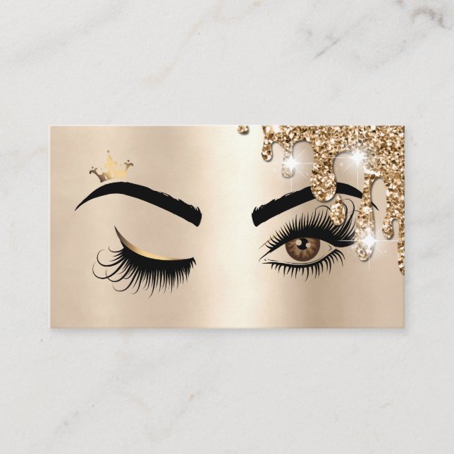 Tropfen Gold Makeup Wink Augen Beauty Salon Lash Visitenkarte (Vorderseite)