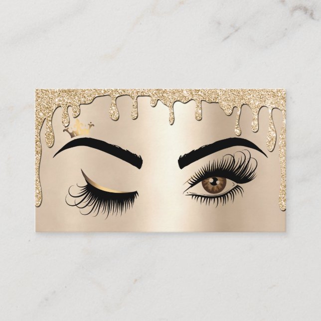 Tropfen Gold Makeup Wink Augen Beauty Salon Lash Visitenkarte (Vorderseite)