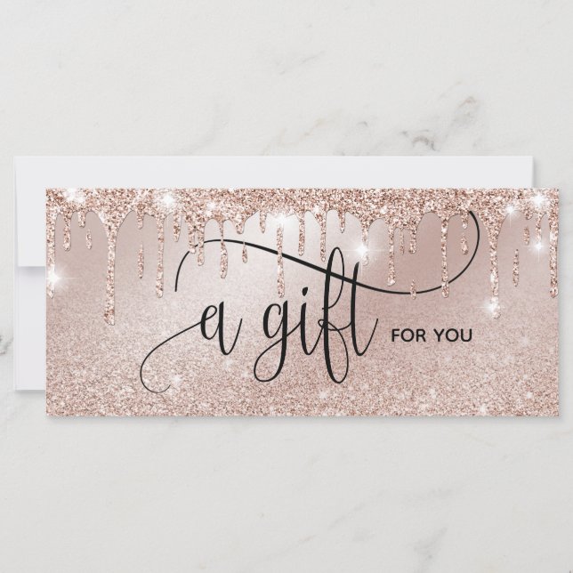 Tropfen Gold Moderne Blush Pink Geschenkkarte (Vorderseite)