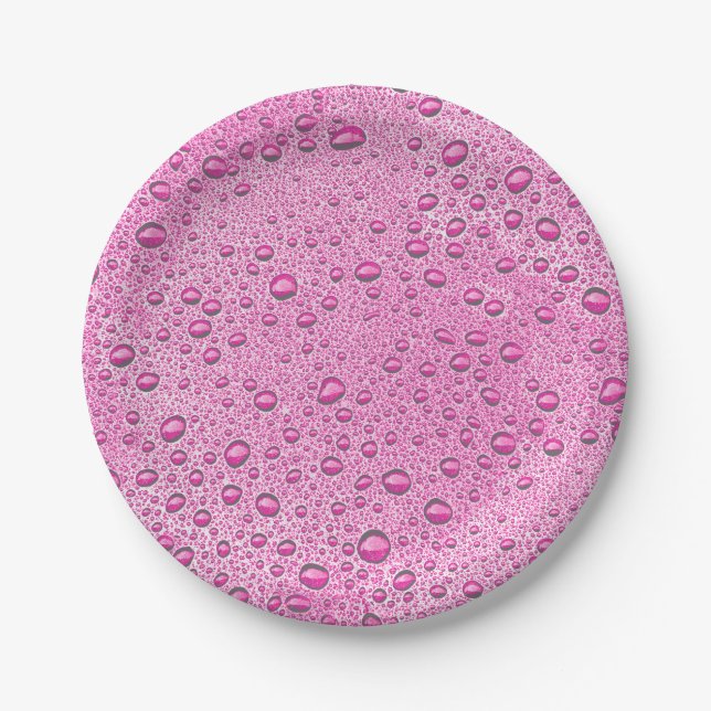 Tropfen heißrosa Wasser Pappteller (Vorderseite)