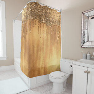 Tropfen in Gold Honey Glitzer Hübsche Tropfen Duschvorhang