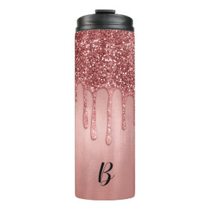 Tropfen in Roségold Glitter Hübsche rosa Tropfen Thermosbecher