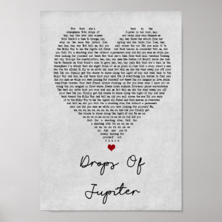 Tropfen Jupiter Gray Heart Song Lyric Print Poster