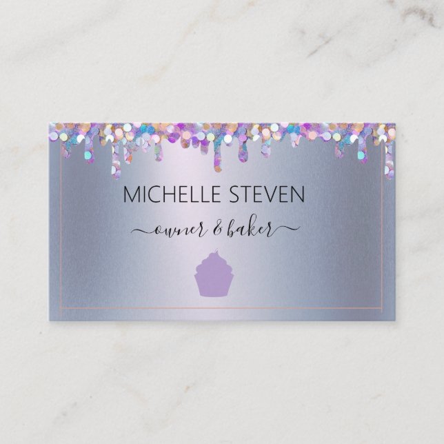 Tropfen Lila Bäckerei Business Card Visitenkarte (Vorderseite)