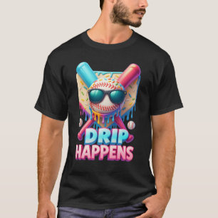 Tropfen mit Baseball-Eiscreme und -Ball T-Shirt