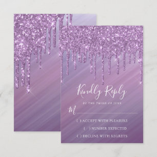 Tropfen Ombre Sweet 16   Lila Gradient Slide RSVP Karte