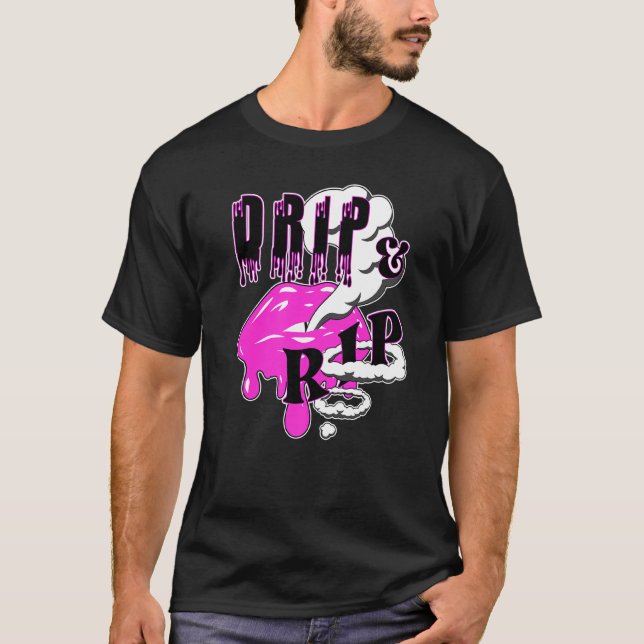 Tropfen & Rip Vaping Lips & Vapor Rings für Nikoti T-Shirt (Vorderseite)