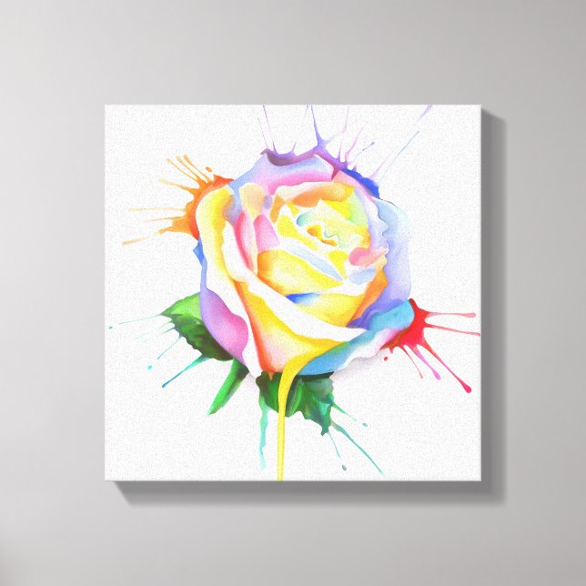 Tropfen-Rose für Aquarellfarben Leinwanddruck (Vorderseite)