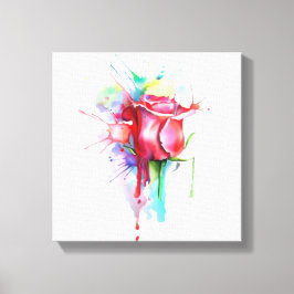 Tropfen-Rose für Aquarellfarben Leinwanddruck