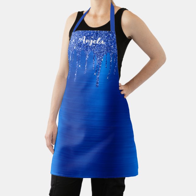 Tropfen Royal Blue Glitzer Glam Personalisiert Schürze (InSitu)