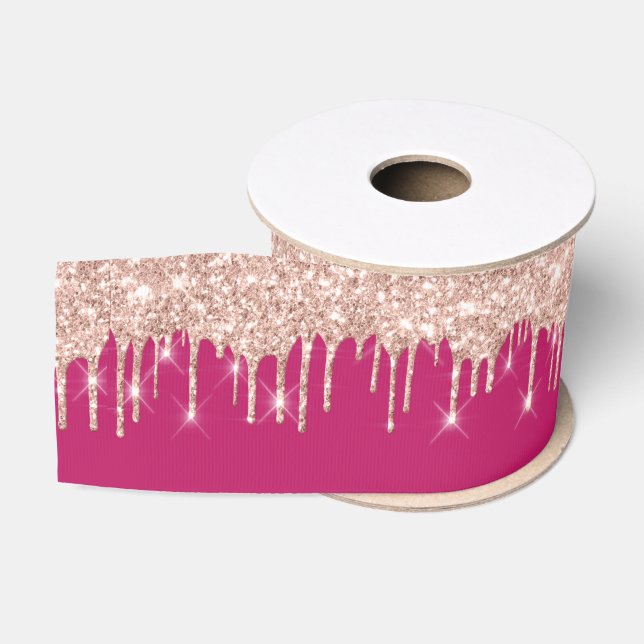 Tropfen Royal Rose Gold Fuchsia Pink Spark Ripsband (Spule)