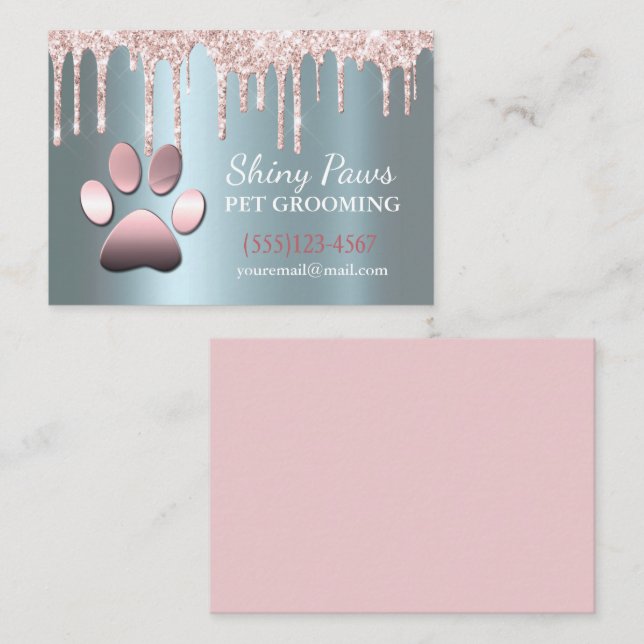 Tropfen Shimmer Dog Pager Pet Grooming Service Visitenkarte (Vorne/Hinten)