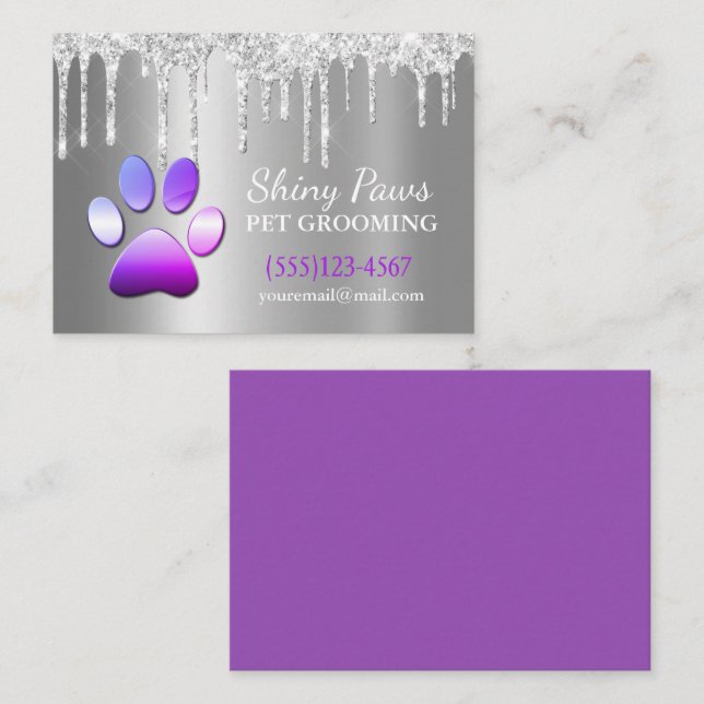 Tropfen Shimmer Dog Pager Pet Grooming Service Visitenkarte (Vorne/Hinten)