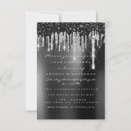Tropfen Silver Black Sepia Bridal Woodland Hochzei Einladung