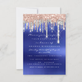 Tropfen Silver Blue Bridal Sweet 16. Hochzeit Einladung