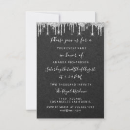 Tropfen Silver Bridal Wedding Sweet 16. Grafik Einladung